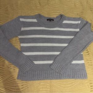 Old Money Striped Crewneck Sweater - Gray & White